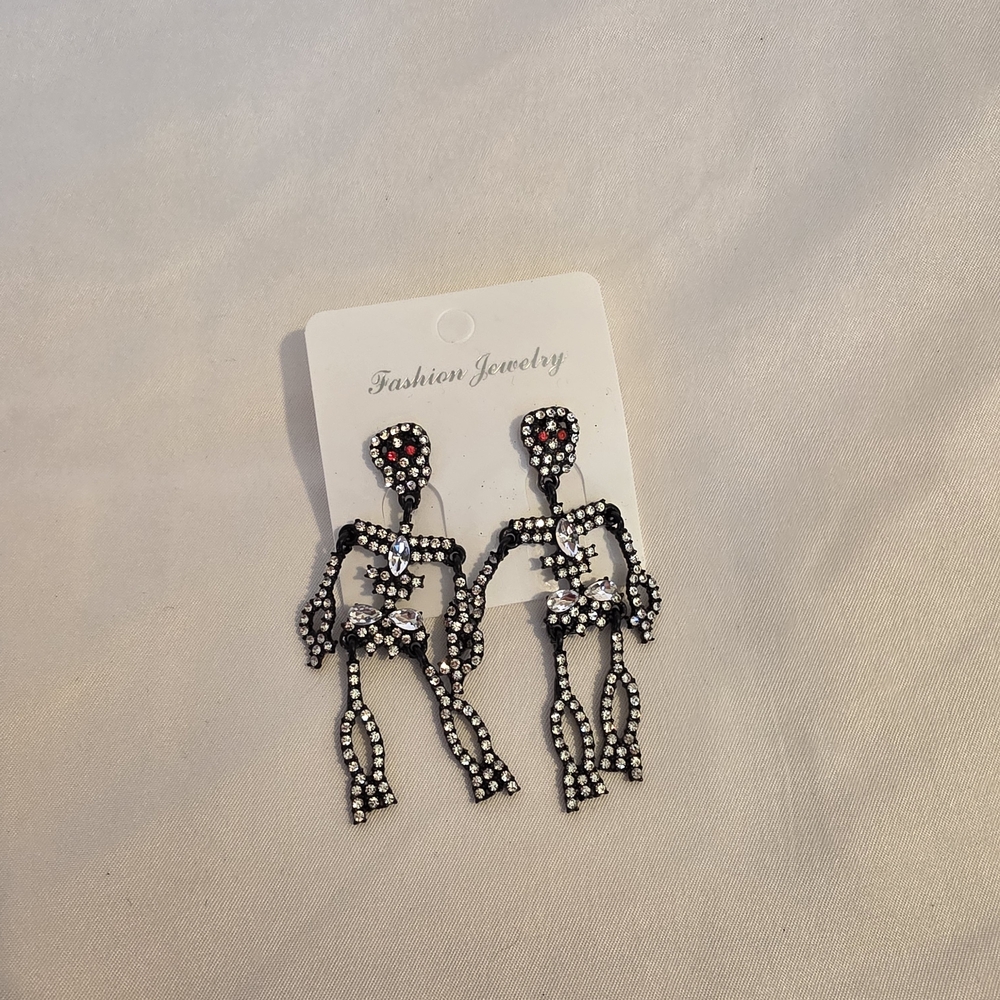 Skeleton Rhinestone Earrings